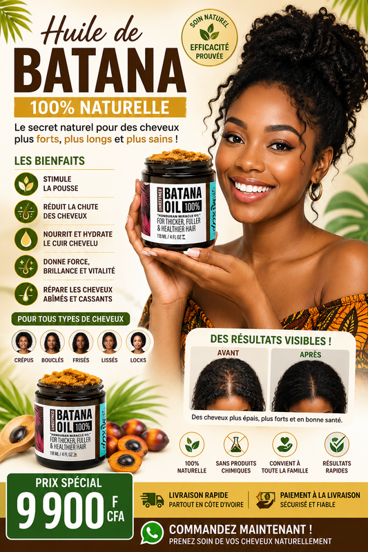 HUILE MIRACLE DE BATANA™  POUR LA POUSSE ET LA REPOUSSE DE VOS CHEVEUX